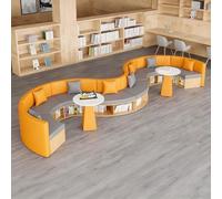 Sofá modular curvado para almacenamiento, ideal para librerías, áreas de recepción, instituciones de formación, salas de lectura (4,8 m)