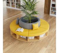 Sofá modular curvo con almacenamiento de libros para recepción y salas de lectura, 4,8 m, ideal para centros de formación y librerías