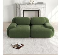 Sofá modular de 2 plazas de pana - Sofá lounge sin marco con reposabrazos curvados y base antideslizante, tapizado de alta calidad, sin montaje, para salón y dormitorio, color gris