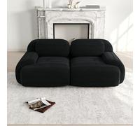 Sofá modular de 2 plazas de pana - Sofá lounge sin marco con reposabrazos curvados y base antideslizante, tapizado de alta calidad, sin montaje, para salón y dormitorio, color beige