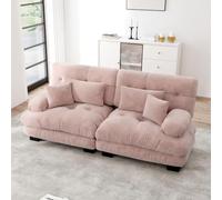 Sofá modular de 2 plazas, sofá modular de matrimonio, sofá acolchado con 2 reposacabezas ergonómico, 2 cojines lumbares ergonómicos, estructura de madera maciza, espuma elástica y relleno de fibra