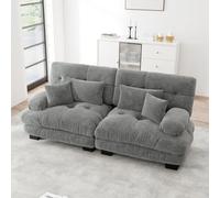 Sofá modular de 2 plazas, sofá modular de matrimonio, sofá acolchado con 2 reposacabezas ergonómico, 2 cojines lumbares ergonómicos, estructura de madera maciza, espuma elástica y relleno de fibra