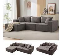 Sofá modular modular de nube de 108 pulgadas con diván, sofá comprimido esponjoso en forma de L para sala de estar, diseño de sofá cama y sofá deshuesado, no requiere montaje