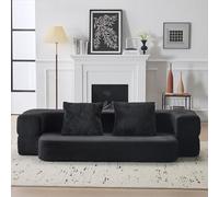 Sofá multifuncional con 2 cojines, sofá convertible moderno, sofá de 2 plazas de suelo, ahorro de espacio, espuma de alta resistencia, para sala de estar y dormitorio, no requiere montaje, negro