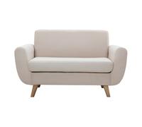 Sofá nórdico 2 plazas beige y madera de caucho maciza PURE