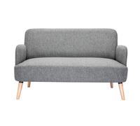 Sofá nórdico 2 plazas de tejido gris claro y madera clara ISKO