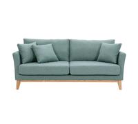 Miliboo Oslo - Sofá escandinavo desenfundable de 3 plazas de tejido verde de gris y madera clara