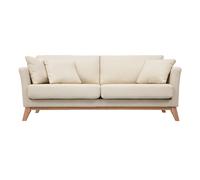 Sofá nórdico 3 plazas desenfundable beige y patas madera OSLO