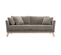 Sofá nórdico 3 plazas desenfundable beige y patas madera OSLO