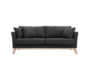 Sofá nórdico 3 plazas gris oscuro desenfundable patas madera OSLO
