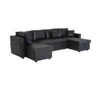 Sofá panorámico convertible en polipiel scott 4 plazas negro