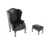 Sofá para Casa de Muñecas a Escala 1/12, Conjunto de Sofás en Miniatura, Accesorios de Fotografía, Mini Escena DIY, Muebles para Casa de Muñecas en Mi, Negro