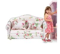 Sofá para casa de muñecas - Mini sofá de tela de madera 1 12, cómoda silla para muñecas con cojines, juego de sofás decorativos, realista, para muebles | para la escena en