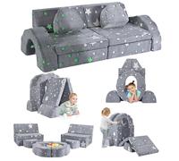 Sofá para niños, bloque de espuma, sofá modular, cama plegable divertido, para niños y niñas, inteligencia de desarrollo, sofá de juego de 10 piezas para niños (luz estrellada)