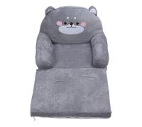 Sofá para niños Silla para niños pequeños Mini sofá Dibujos animados Gris Estilo de perro Mango ancho plegable Suave Transpirable Cómodo Lectura Relajante Tela para dormir Esponja (2 niveles)