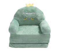 Sofá para niños Silla para niños pequeños Mini sofá Diseño de dinosaurio verde de dibujos animados Mango ancho plegable Suave Transpirable Cómodo para leer Relajarse Dormir Sala (Plegado en tercios)