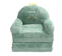 Sofá para niños Silla para niños pequeños Mini sofá Diseño de dinosaurio verde de dibujos animados Mango ancho plegable Suave Transpirable Cómodo para leer Relajarse Dormir Sala (Plegado en cuartos)
