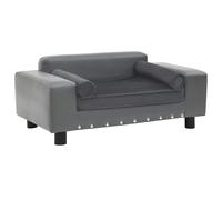 Sofá para perros felpa y cuero sintético gris 81x43x31 cm