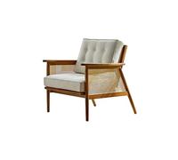 Sofá pequeño de ratán retro, sillón de madera para dormitorio, casa de familia y sala de estar, sofá individual compacto, elegante mueble de ratán, asiento acogedor