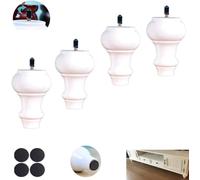 Sofá pie 4 Patas De Sofá De Madera Maciza Natural Patas De Muebles De Cocina Modernas En Forma De Calabaza Patas De Gabinete De TV Alternativas con Tornillos M8, Negro(Bianco,12cm/4.7)