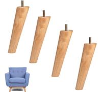 Sofá pie 4x Pies de sofá de madera maciza Pies de mesa de centro cónicos Pies de gabinete de TV Perno de gancho roscado M10, color madera original (recto 60 cm/23,6 pulgadas)(Oblique,30cm/11.8inch)
