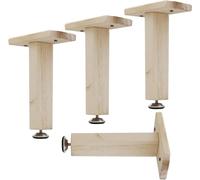 Sofá pie Juego de 4 patas ajustables for muebles, patas de soporte con barra en T, patas for muebles de madera maciza con tornillos, color madera original (28 cm/11 pulgadas)(34cm/13.4in)