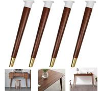 Sofá pie Juego de 4 patas de muebles de madera maciza, patas de mesa de cocina cónicas inclinadas, mesa de comedor de repuesto con cubierta de hierro, nogal, 42cm