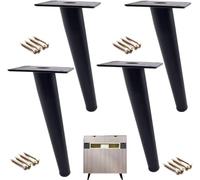 Sofá pie Patas de mesa de muebles de metal de 4 piezas, patas de repuesto for mesa de centro cónicas, patas de sofá de bricolaje con tornillos, negro (70 cm, vertical)(Inclined,25cm)