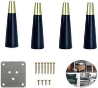 Sofá pie Pies De Sofá, Pies De Repuesto De Cubierta De Pie De Aleación De Cobre Cónicos for Mesitas De Noche, Bancos Y Armarios, Juego De 4 Piezas, Negro, 4,7 Pulgadas