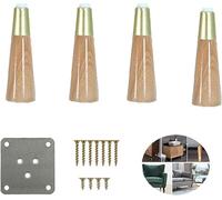 Sofá pie Pies De Sofá, Pies De Repuesto De Cubierta De Pie De Aleación De Cobre Cónicos for Mesitas De Noche, Bancos Y Armarios, Juego De 4 Piezas, Marrón, 7,1 Pulgadas(Wood Colour.,3.9in/10cm)