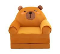 Sofá plegable para niños, sillón reclinable, sofá plegable 2 en 1 para niños, bonito sofá de dibujos animados sin acolchado ni núcleo acolchado (marrón, 120 x 55 x 20 cm)