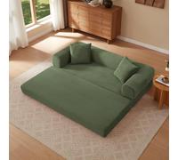 Sofá plegable, sofá convertible, sofá seccional sin marco y conjunto de silla, sofá cama que se puede convertir en cama, sofá con piso de tatami, adecuado para sala de estar, dormitorio (Verde)