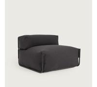 Sofá puf modular cuadrado con respaldo, 100% para exteriores, gris oscuro.