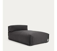 Sofá puf modular cuadrado para exterior, aluminio gris oscuro y negro, 165 x 101 cm.
