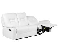 Sofá reclinable de piel sintética de color blanco contemporáneo con mecanismo reclinable manual acolchado de 3 plazas para sala de estar moderna en Bergen