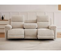Sofá reclinable eléctrico de 3 plazas con mesa de tela de color beige KELUNO