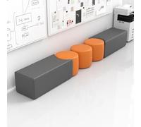 Sofá redondo de cuero, diseño de pata de gato con respaldo de arco para zonas de espera, jardines de infantes y centros de educación temprana