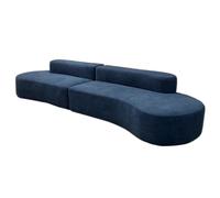 Sofá redondo de gran tamaño Silla Longue interior, sofá de compresión con forma de cordero sofás individual, para la sala de estar de la sala de estar Oficina de apartamentos Azul-340 * 102 * 66cm LWX