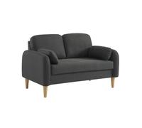 Sofá redondo escandinavo en tela, 2 plazas gris oscuro - 130x79x81 cm