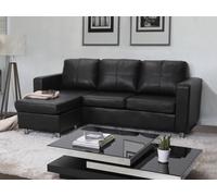 Sofá rinconera de piel sintética ACKLEY - Ángulo reversible - Negro