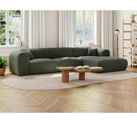 Sofá rinconera derecha en tela jaspeada verde POGNI de Maison Céphy de Maison Céphy