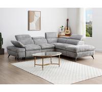 Sofá rinconera derecha en tela texturizada gris SURDELI