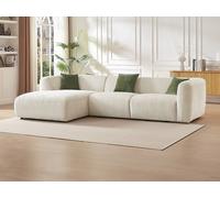 Sofá rinconera izquierda de tela beige TANCAVO