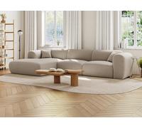 Sofá rinconera izquierda en tela jaspeada beige POGNI de Maison Céphy