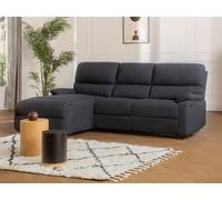 Sofá rinconera izquierda relax eléctrico de tela gris antracita LUNANO