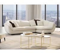 Sofá rinconera piel de búfalo de 5 plazas CAIPI - Marfil - Ángulo derecho de Pascal Morabito