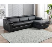 Sofá rinconera relax eléctrico de piel de calidad superior negro PEDRERA - Ángulo derecho