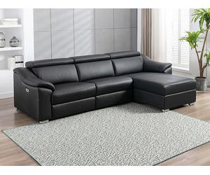 Sofá rinconera relax eléctrico de piel de calidad superior negro PEDRERA - Ángulo derecho