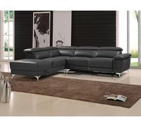 Sofá rinconera relax eléctrico de piel PASCALINE - Antracita - Ángulo izquierdo