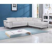 Sofá rinconera relax eléctrico de piel PASCALINE - Marfil - Ángulo derecho